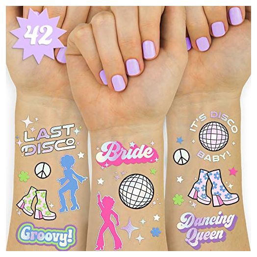 xo, Fetti Last Disco Temporary Tattoos - 42 Glitter Styles | Bachelorette Party Decoration, Bridesmaid Favor, Bride to Be Gift + Bridal Shower Supplies