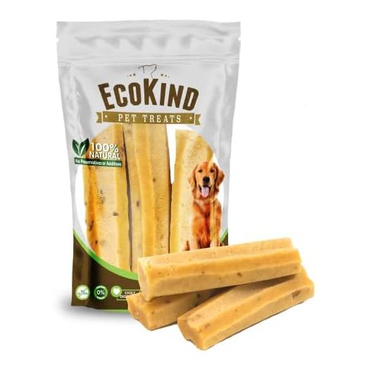 EcoKind Pet Treats Premium Gold Bacon Flavored Yak Chews | All Natural Himalayan Yak Cheese Dog Chew for Small to Large Dogs | Keeps Dogs Busy & Enjoying, Indoors & Outdoor Use (3 Large Sticks)