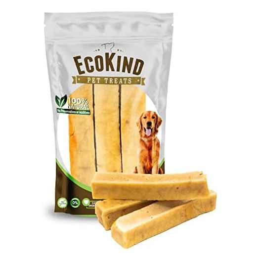EcoKind Pet Treats Premium Gold Peanut Butter Flavored Yak Chews | All Natural Himalayan Yak Cheese Dog Chew for Small to Large Dogs | Keeps Dogs Busy & Enjoying Indoors & Outdoor Use (3 Large Sticks)
