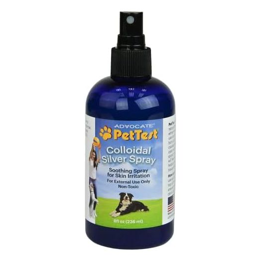 Colloidal Silver Spray Large 8oz/240ml Formulated for Dogs, Best Dog Antibiotic Treatment for Hot Spots, Burns, Irritations, Rashes, Wounds, Cuts & Scratches