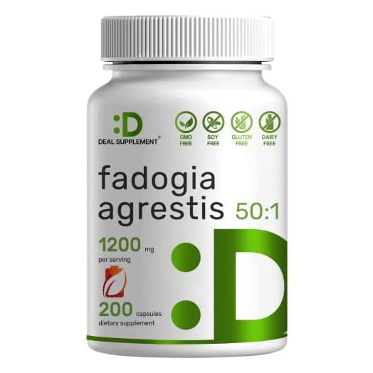 Fadogia Agrestis Extract 1200mg Per Serving, 200 Capsules - Third Party Tested - Ultra Strength 50:1 Extract from Root, Plant Based, Highly Purified and Bioavailable, Gluten Free, Non-GMO