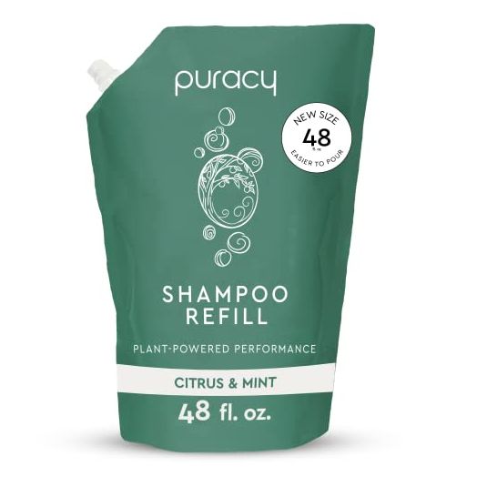 Puracy Natural Shampoo Refill, 48 Fl Oz, Hair Stays Cleaner Longer with LexFeel N5, Color-Safe Sulfate-Free