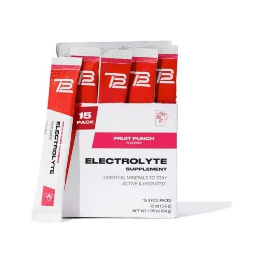 TB12 Electrolyte Supplement Powder for Fast Hydration by Tom Brady - Natural, Easy to Mix Powder. Low Sugar, Low Calorie, Dairy Free, Vegan. Magnesium, Sodium, Potassium, Zinc. (Fruit Punch Flavor)…