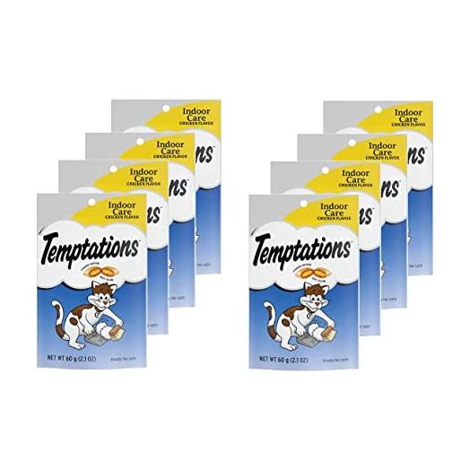 Petlewa (8 Pack) Temptation Hairball Control Chicken Flavor Crunchy Cat Treats ( 2.1 oz, 60 g)