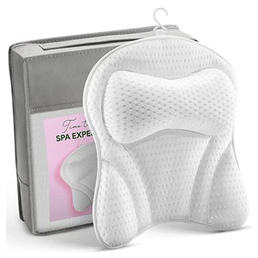 Comfortable Bathtub Pillow for Tub, Bath Pillow for Neck & Back Support with Strong Suction Cups & Hook, Soft Spa Pillow for Luxurious Bathing, Hot Tub Pillow Made with Soft Mesh for Maximum Pleasure