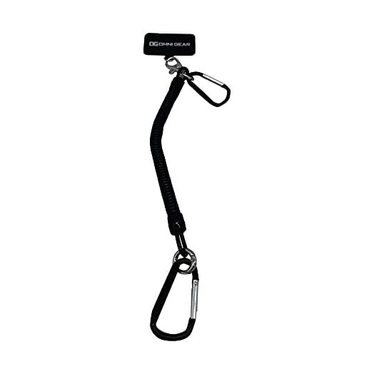 Drop Stop Mobile Phone Tether for Drop Damage and Theft Protection - Universal Phone Lanyard with Carabiners for Secure Vest Attachment - Tablet and Phone Carrier for Daily Activities (Black)