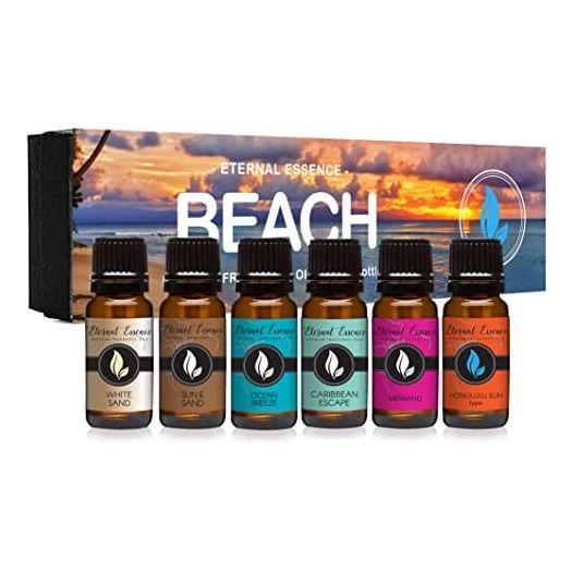 Eternal Essence Oils Beach, White Sand, Ocean Breeze, Honolulu Sun, Mermaid, Caribbean Escape and Sun & Sand, 10ML