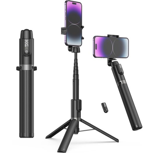 51" Tripod for iPhone, Phone Tripod Stand for iPhone and Android, Portable Cell Phone Selfie Stick with Remote for Video Recording, Vlogging and Content Creation, Black