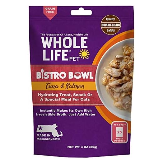 Whole Life Pet Bistro Bowl for Cats - Human Grade Instant Hydrating Treat, Snack or Special Meal. Creates Its Own Rich Broth - Just Add Water