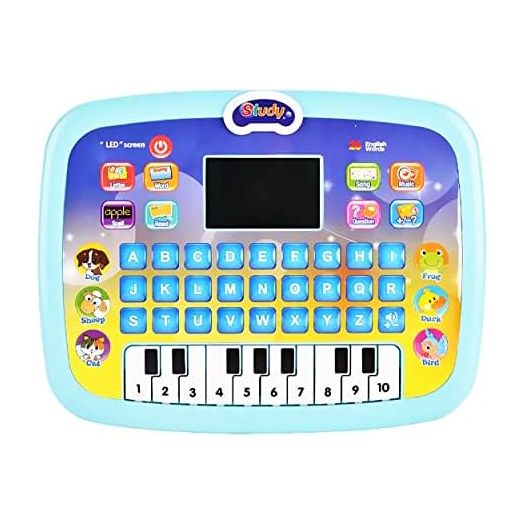Tablet for Kids Educational Computer Interactive Audio and Video Teaching Aids 3+ Years Learning Pad Numbers Letters Words Math Spelling Read Song Music Questions Answers LED Screen Piano (Blue) X2020