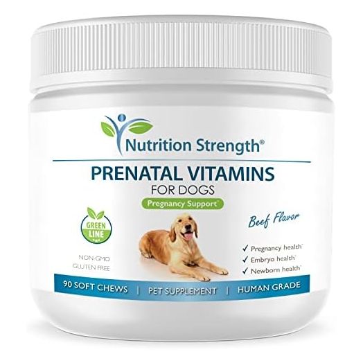 Prenatal Vitamins for Dogs to Support Development of Healthy Puppies, Promote Milk Production, with Folic Acid, Iron, Zinc, Iodine, B Vitamins for Pregnant Dogs, 90 Soft Chews