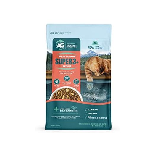 SUPER3+ (Salmon+Freeze Dried Raw Salmon+Salmon Fish Oil) Dry Cat Food | Kitten & Adult | High-Protein | Grain-Free | Allergy & Digestive Support| All-Natural (3 lbs)