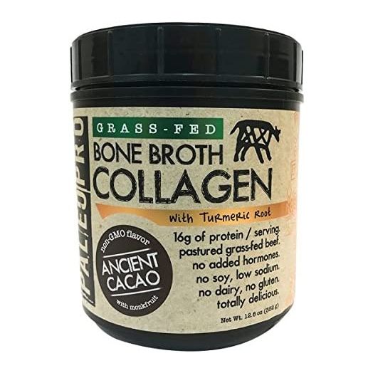 PaleoPro Bone Broth Collagen w/ Turmeric Root (Ancient Cacao) Grass-Fed & Pastured Beef Collagen | Gluten Free, Dairy Free, No Sugar, Soy, Grains or Net Carbs |Paleo & Keto Friendly (20 Servings)