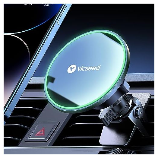 VICSEED for MagSafe Car Mount Vent,Strong Magnet Power Ultra Stable Magnetic Phone Holder for Car, 360° Rotation Hands Free Magnet Car Phone Holder Mount for iPhone 15 Pro Max 14 13 12 Samsung