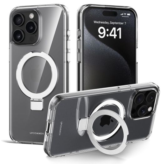 Flex Stand Kickstand Case for iPhone 15 Pro Max (6.7") Compatible with MagSafe [Metal Kickstand] [Anti Yellowing] Slim Protective Shockproof Cover - Clear