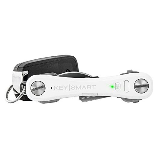 KeySmart Pro - Compact Smart Key Holder w LED Flashlight & Tile Bluetooth, EDC Key Organizer, Attach Car Key Fob, Other Mini Tools & Accessories (up to 10 Keys, White) - Discontinued