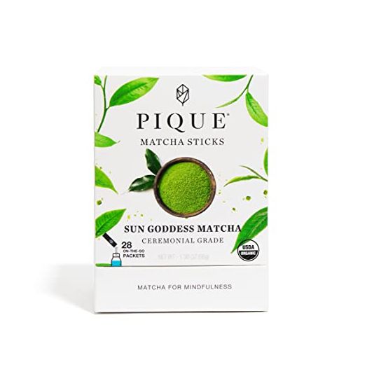 Pique Organic Sun Goddess Matcha - Real Ceremonial Grade Matcha Green Tea Powder - Energy, Immune Support, Healthy Collagen Production - Certified Japan Origin - 28 Single Serve Sticks (Pack of 1)