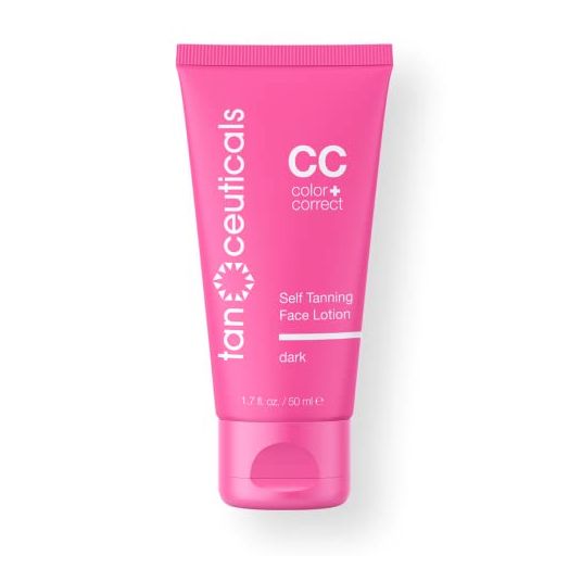 Tanceuticals Facial Self Tanner - CC Self Tanning Lotion for Face Gives Natural, Long Lasting Sunless Tan - Fresh Coconut Scent - Won’t Clog Pores or Cause Acne - Easy to Apply - Dark Shade 1.7 oz