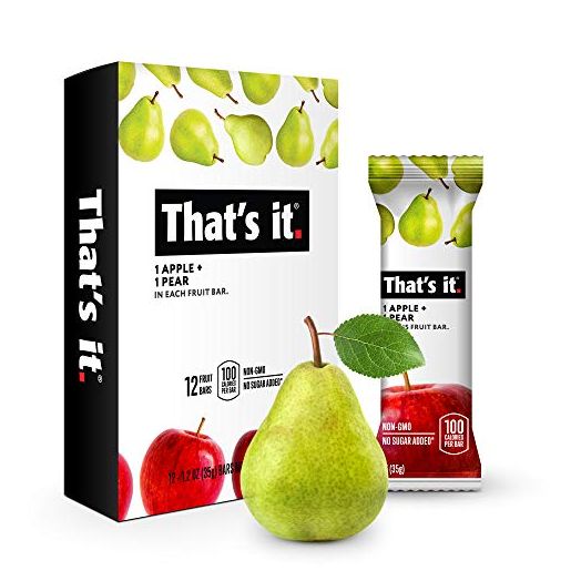 That's it. Apples + Pear 100% Natural Real Fruit Bar, Best High Fiber Vegan, Gluten Free Healthy Snack, Paleo for Children & Adults, Non GMO Sugar-Free, No preservatives Energy Food (Pack of 12)