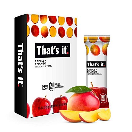 That's it. Apple + Mango 100% Natural Real Fruit Bar, Best High Fiber Vegan, Gluten Free Healthy Snack, Paleo for Children & Adults, Non GMO No Sugar Added, No Preservatives Energy Food (12 Pack)