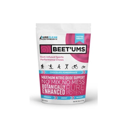 Pure Clean Performance Beet'Ums Beet-Infused Sports Performance Chews, Chocolate Pomegranate, 30 Ct