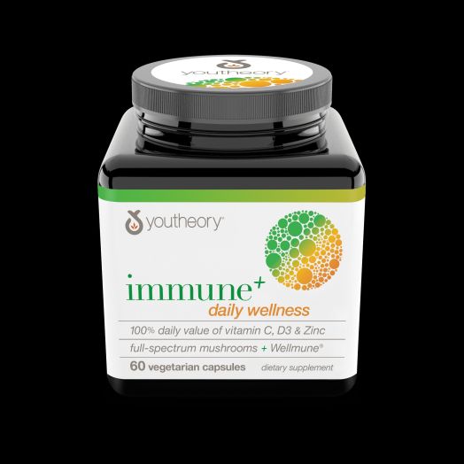 Youtheory Immune+ Daily Wellness with Vitamin C, D3 & Zinc Vegetarian Capsules, 60 ct