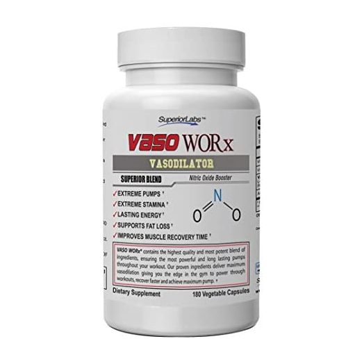 Superior Labs – VASOWORx® – Nitric Oxide Supplement – Extra Strength - 1,600 mg, 180 Vegetable Capsules – 7 Powerful Ingredients – Increased Energy, Stamina, & Circulatory Support