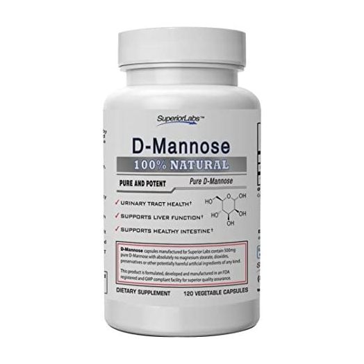 Superior Labs – Best D-Mannose NonGMO Additive Free Dietary Supplement – 500mg, 120 Vegetable Capsules – Powerful Prebiotic – Boosts Urinary Tract Health – Supports Digestive Health & Liver Function