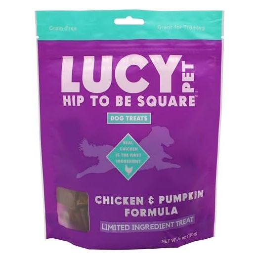 Lucy Pet Hip To Be Square Chicken And Pumpkin Dog Treats 6Oz