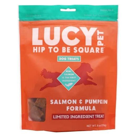 Lucy Pet Hip To Be Square Salmon And Pumpkin Dog Treats 6Oz