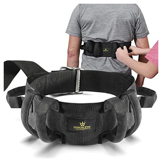 Transfer Belt Fle to unlock - 50" holds up 500 LBS - or Lifting Seniors - Gait Belt With 6 Handles - Great lift belt for elderly, therapy, handicap etc. walking and standing - easy buckBy medical king