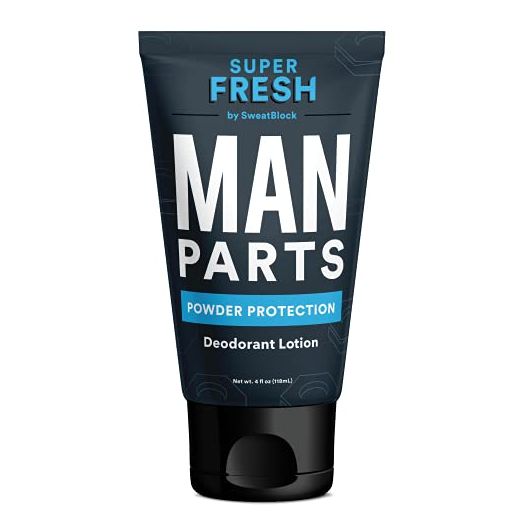 Super Fresh Man Parts Ball Deodorant For Men - 2-in-1 Deodorant & Powder Lotion that Deodorizes and Stops Sticky, Itchy, Smelly Man Parts - Aluminum Free, No Talc, No Parabens - Dermatologist Tested - Made in USA - 4 fl oz Tube