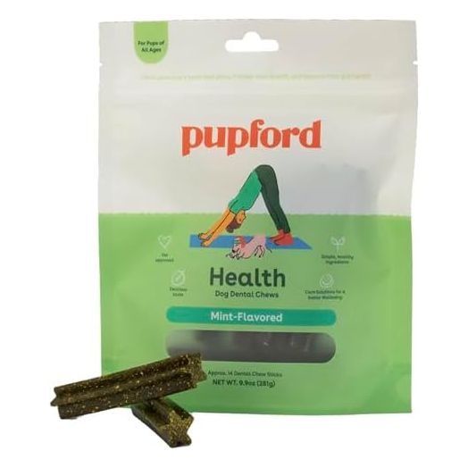 Pupford Dental Chews for Dogs | Freshens Breath, Scrapes Plaque, Safe for Gut | Healthy, Limited Ingredient, All Natural |Yummy & Made in USA | Free Training Resources | 14 Count