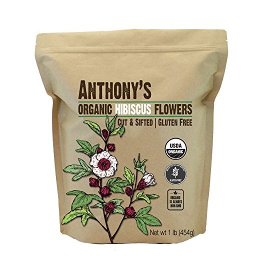 Anthony's Organic Hibiscus Flowers, 1 lb, Cut & Sifted, Gluten Free, Non GMO, Non Irradiated, Keto Friendly