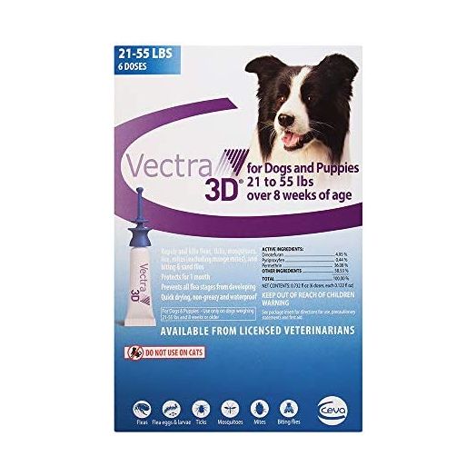 VECTRA 3D Medium Dog 21-55Lbs, 6 Doses (D73820E)