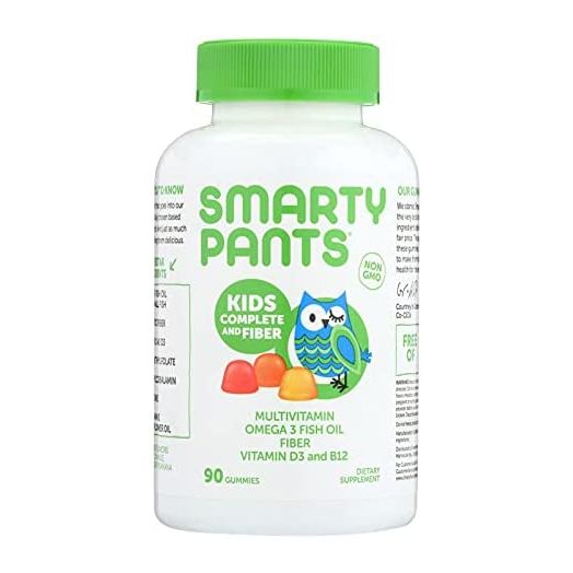SmartyPants Kids Formula & Fiber Daily Gummy Vitamins: Gluten Free, Multivitamin & Omega 3 Fish Oil (Dha/Epa), Fiber, Methyl B12, vitamin D3, Vitamin B6, 90 Count (22 Day Supply) - Packaging May Vary