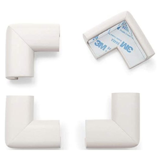 Roving Cove Corner Protector for Baby Proofing (4 Large Corners), Hefty-Fit Heavy-Duty, Soft Rubber Foam, Furniture Corner Bumper Guard, 3M Adhesive Pre-Taped, Oyster White