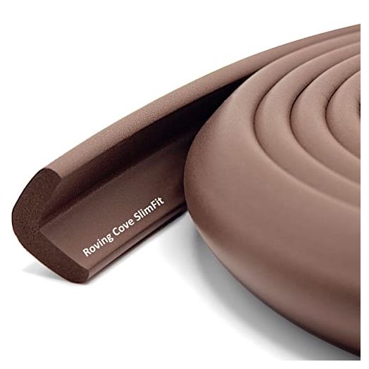 Roving Cove Slim-Fit Edge Protector for Baby Proofing (15ft Small Edge Only), Soft Rubber Foam, Furniture Edge Bumper Guard , 3M Adhesive, Coffee Brown