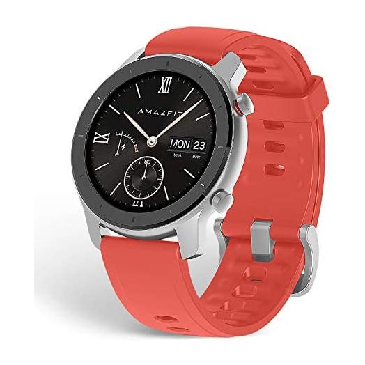 Amazfit Gtr Smartwatch with Gps+Glonass, All-Day Heart Rate Monitor, Daily Activity Tracker Rate and Activity Tracking, 10-Day Battery Life, 12- Sport Modes, 42mm, Coral Red