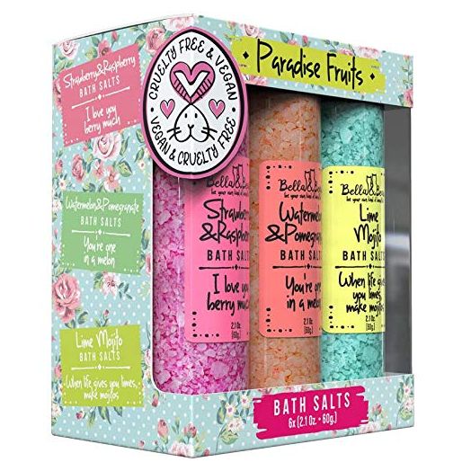Bella & Bear Paradise Fruits Bath Salts, Foot Soak, Detox, Fruity Scents, Pack of 6, 2oz