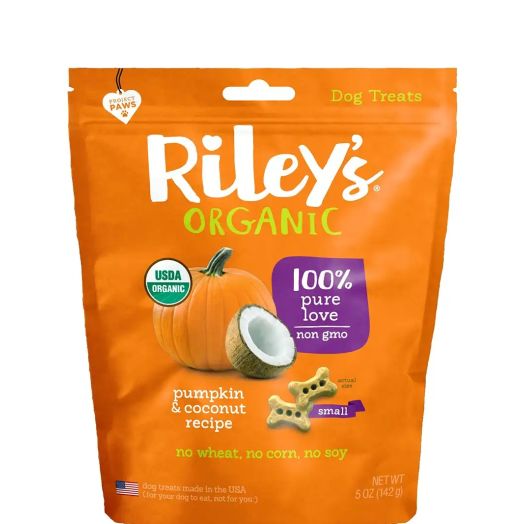 Riley's Organics Organic Pumpkin & Coconut Baked Biscuits, Small Bone - 5 oz (142 Grams)