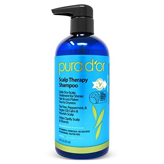 PURA D'OR Scalp Therapy Shampoo (16oz) Hydrates & Nourishes Scalp, Scalp Care Shampoo