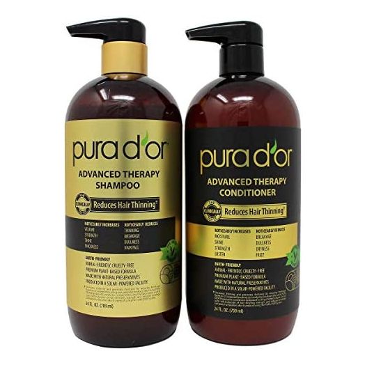 PURA D'OR 24 Fl Oz Shampoo + 24 Fl Oz Conditioner, Advanced Therapy System