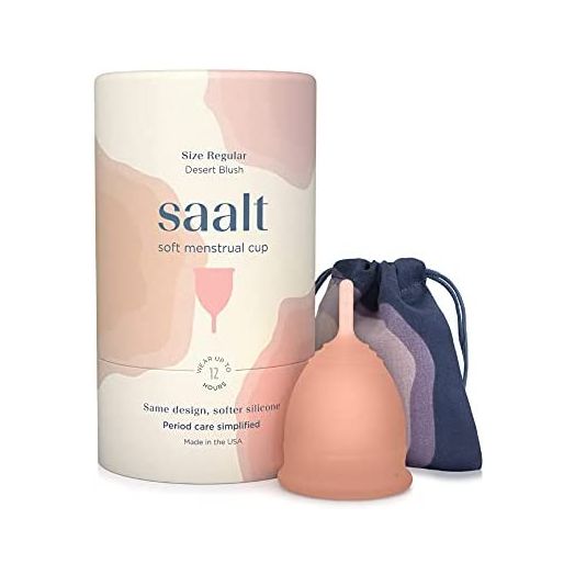 Saalt Soft Menstrual Cup, Wear for 12 Hours, Tampon and Pad Alternative (Desert Blush, Regular)