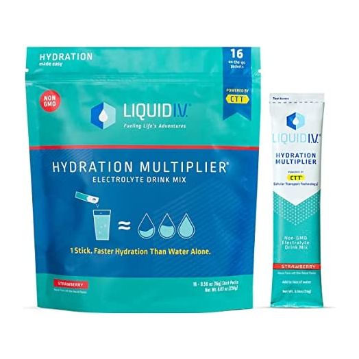 Liquid I.V. Hydration Multiplier - Strawberry - Hydration Powder Packets | Electrolyte Drink Mix | Easy Open Single-Serving Stick | Non-GMO | 16 Sticks