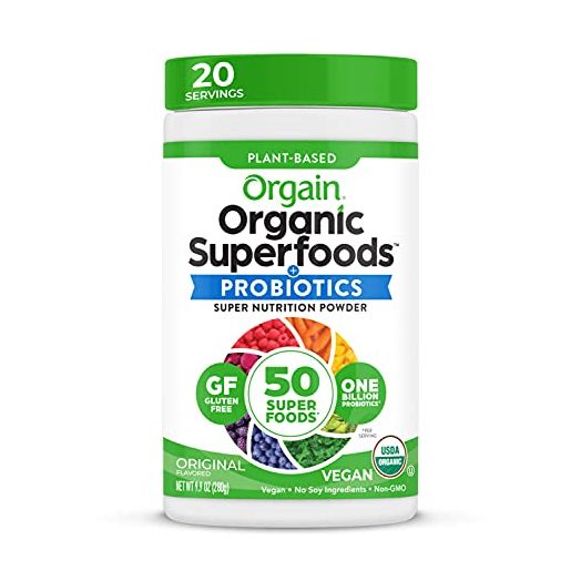 Orgain Organic Green Superfoods Powder, Original - Antioxidants, 1 Billion Probiotics, Vegan, Dairy Free, Gluten Free, Kosher, Non-GMO, 0.62 Pound (Packaging May Vary)