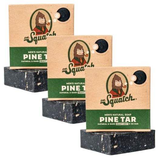 Dr. Squatch All Natural Bar Soap for Men with Heavy Grit, 3 Pack, Pine Tar