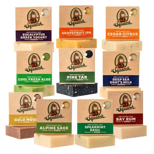 Dr. Squatch Men's Bar Soap Gift Set (10 Bars) – Men's Natural Bar Soap - Pine Tar Soap, Bay Rum Soap, Grapefruit IPA Beer Soap, Cool Fresh Aloe, Alpine Sage, Greek Yogurt, Goat's Milk, and more