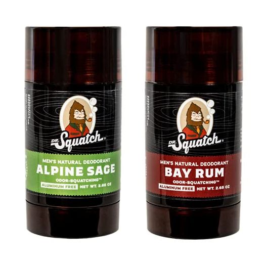Dr. Squatch Natural Deodorant for Men – Odor-Squatching Men's Deodorant Aluminum Free - Alpine Sage + Bay Rum (2.65 oz, 2 Pack)