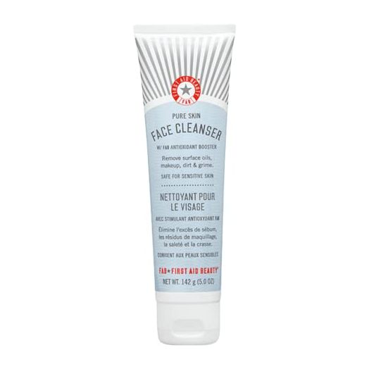 First Aid Beauty Pure Skin Face Cleanser, Sensitive Skin Cream Cleanser with Antioxidant Booster, 5 oz.